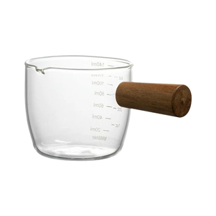 木柄玻璃小奶盅带刻度奶罐咖啡萃取杯倒奶壶迷你西餐酱汁盅量杯
