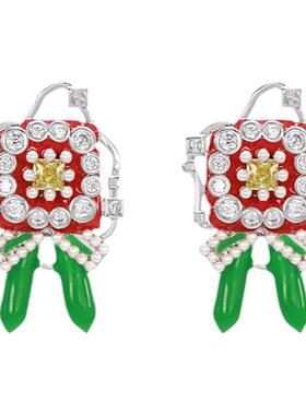 LNERATO马赛克红花勋章耳钉