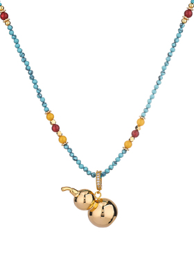 宫中礼天然绿松石万能项链女款葫芦吊坠新中式国风毛衣链生日礼物