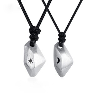 许愿石情侣项链一对纯银情侣款日月吊坠情人节定情信物送男女友