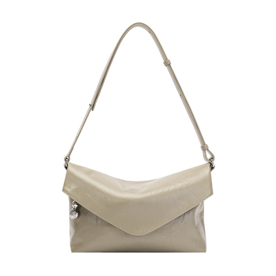 BAMPO半坡头层牛皮邮差包2025专柜新款通勤大容量单肩斜挎包女