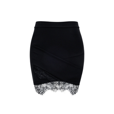 蕾丝下摆高腰性感百搭包臀短裙