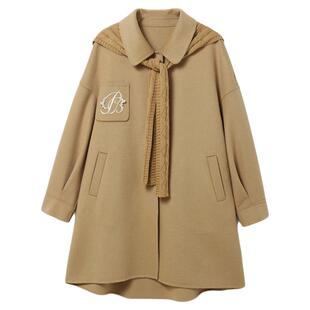 L053 A摆双面呢大衣厚外套 鸟撤柜女装  正品剪牌青仓