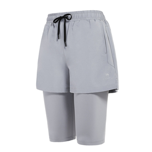 骆驼休闲短裤夏季男款速干透气短款健身裤子时尚假两件运动五分裤