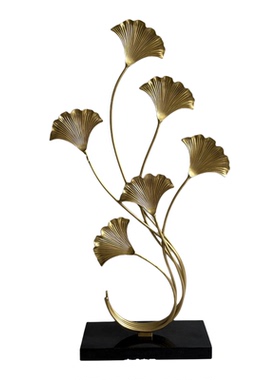 轻奢风高档银杏叶黄铜摆件