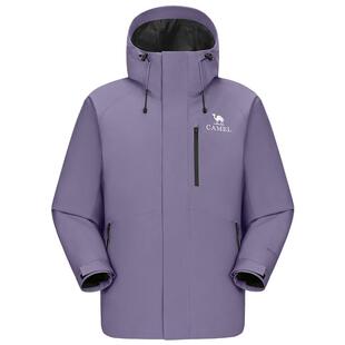 [羽绒版]骆驼三合一冲锋衣羽绒服内胆男女款防水外套紫色登山服装