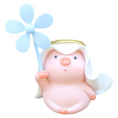 可爱王子小猪风车竹蜻蜓电瓶自行汽车载电动摩托装饰品送闺蜜礼物