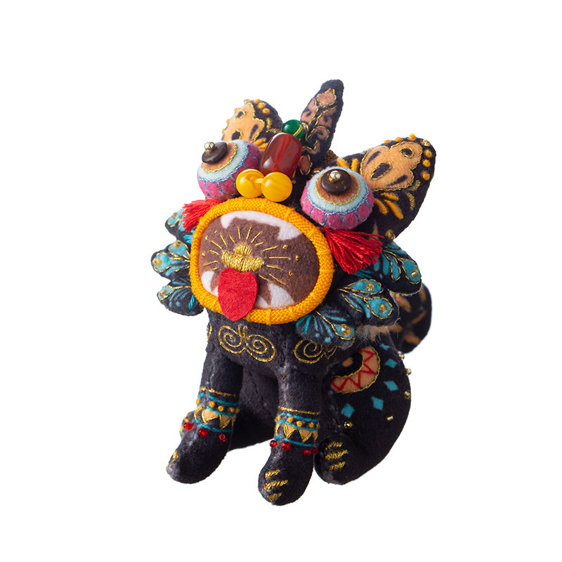 云南非遗瓦猫刺绣手工diy材料包立体灵兽玩偶创意礼品桌面摆件