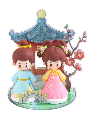 国潮汉服男孩女孩软胶玩偶摆件