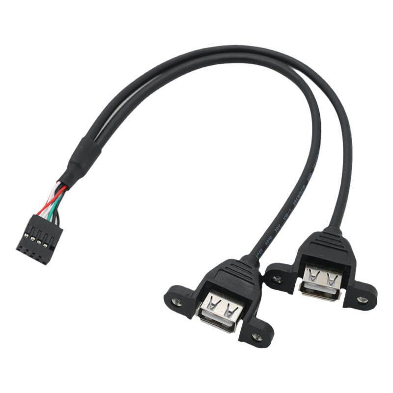 主板9针转双口USB线 带螺丝孔PH2.54/PH2.0 9P转USB2.0两口扩展线