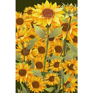 油画入户门地垫向日葵玄关防滑脚垫高弹丝圈耐脏进门垫大门口地毯