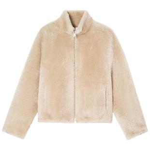 PSALTER诗篇立领宽松皮毛一体短款皮草外套2025冬款