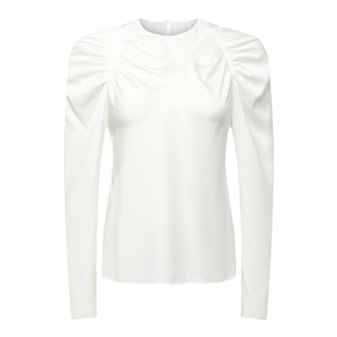 COMME MOI吕燕设计师早春女装打褶装饰三醋酸长袖白衬衫上衣打底