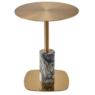 高级感酒店会所沙发边几设计师款阳台休息小圆桌商务会议大理石几