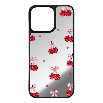 韩系樱桃带镜子17promax手机壳Magsafe磁吸适用iphone16简约高级15plus独特好看苹果13小众女款14promax防摔