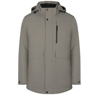 乔治白男士冬季商务休闲连帽鹅绒羽绒服男中长款防寒保暖外套