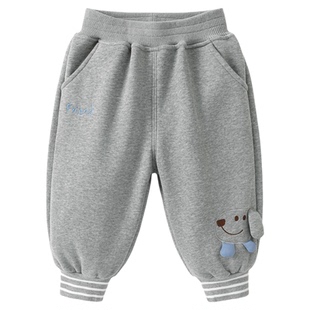 咔咔熊猫宝宝复合摇粒绒长裤秋冬儿童加厚裤子春装男童保暖裤冬装