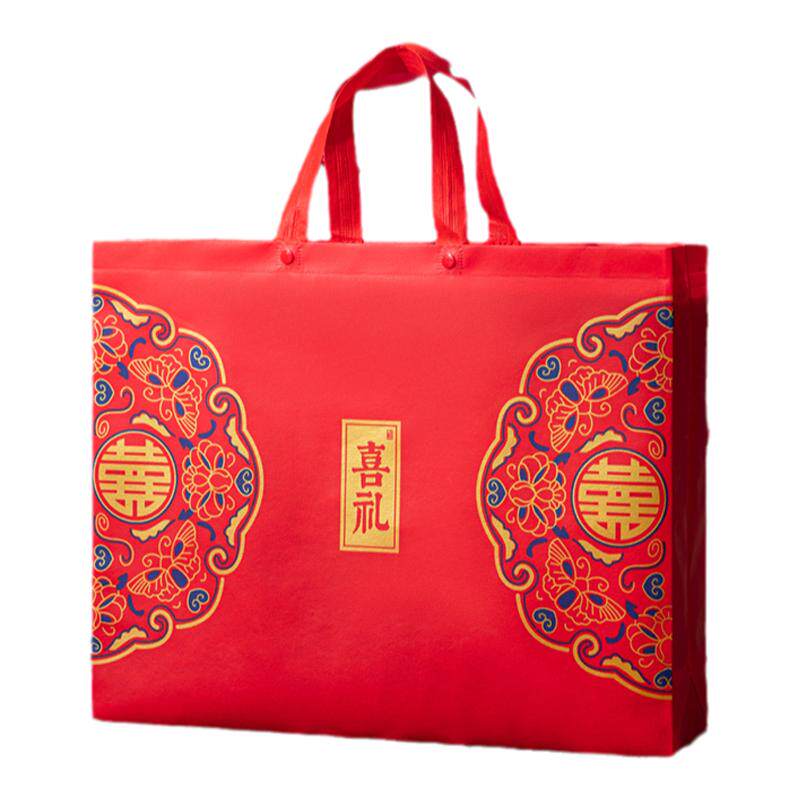喜庆无纺布服装店手提袋礼品包装塑料袋子夏被空调被全棉三四件套