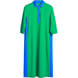 方寸原创设计学院风针织棉休闲女装中袖宽松中长款衬衫连衣裙女夏