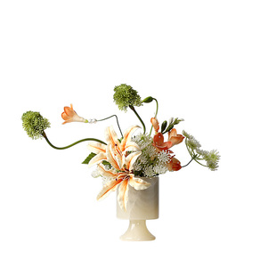 法式轻奢天然玉石花瓶插花售楼处会所客厅茶几花艺床头柜桌花摆件