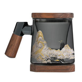 叁旬玻璃轻奢泡茶杯创意茶水分离带盖过滤办公室喝茶水杯杯子高档