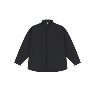 百机宽松衬衣男长袖抗皱衬衫外套通勤简约纯色休闲百搭上衣女春秋