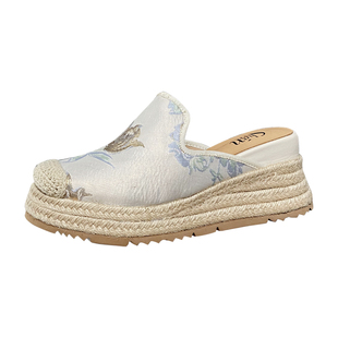 ShānRen 高级感 新中式国风休闲厚底包头拖鞋女下外穿高跟穆勒鞋