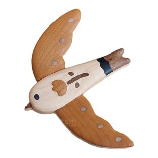 原木复古设计飞鸟装饰客厅墙壁摆件送朋友礼物治愈家居乔迁搬家