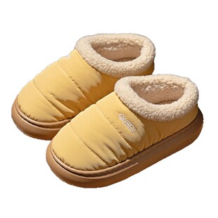 羽绒布棉拖鞋女秋冬季厚底加绒包跟防水保暖月子鞋防滑外穿居家鞋