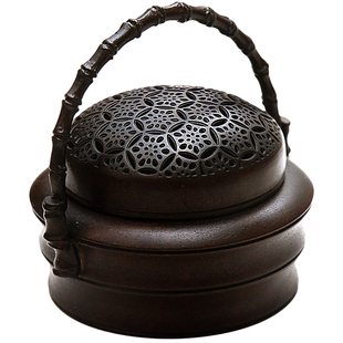 仿古暖手炉竹节紫铜炉随身手持沉檀香炉篆香炉古风纯铜手炉香薰炉