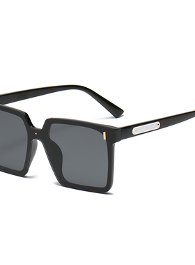 黑色复古方形男太阳镜平面一体镜片眼镜开车驾驶女显瘦偏光墨镜潮