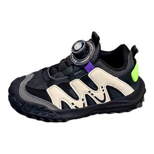 童鞋男童黑色运动鞋2025年秋季新款跑步儿童鞋子中小童男孩老爹鞋