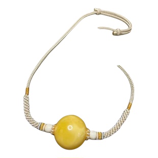 手工编织锁骨链横穿蜜蜡大珠小珠子挂绳男女款桶珠可调节项链绳