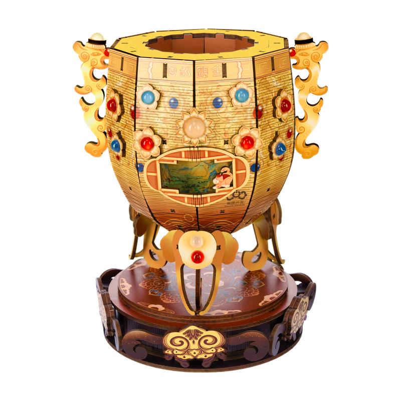 沐恩硕故宫同名款金瓯永固杯手工八音盒故宫文创实木榫卯积木拼装 工八实拍商品图
