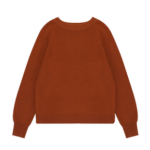 复古chic砖红色毛衣女秋冬内搭纯色兔绒软糯铁锈红针织衫长袖上衣