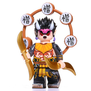 第三方鬼灭之刃周边炎柱怪物塑料积木人仔益智拼装儿童玩具男孩