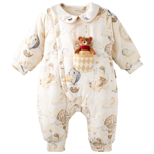 [童梦精灵岛]aqpa爱帕婴儿衣服夹棉连体衣冬季保暖棉服哈衣外出服