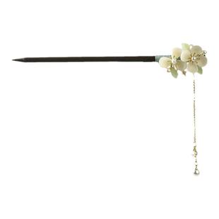 新中式木质盘发簪子国风汉服步摇发钗子头饰古风高级感流苏发簪女