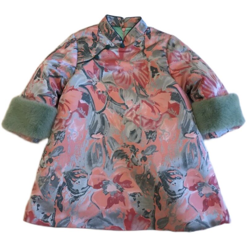 秋冬女童夹棉旗袍唐装拜年服汉服