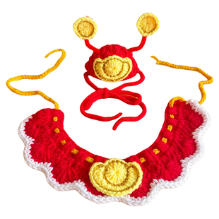 狗狗围脖猫咪围巾财神帽宠物口水巾新年红色喜庆配饰围兜可爱装扮