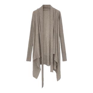 拉夏贝尔宽松慵懒风长袖针织开衫女秋冬季2025新款中长款外套上衣