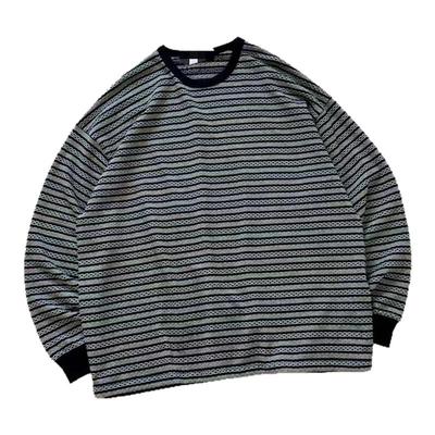 现货COOTIE JACQUARD L/S 提花镶边复古毛织条纹宽松长袖T恤25SS