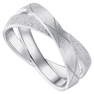 CINNLER「白山茶的香颂曲」菱格拉丝设计双圈925银轻奢气质戒指女