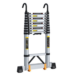 直梯伸缩梯子家用折叠铝合金梯凳工程升降上房顶阁楼电工楼梯便携