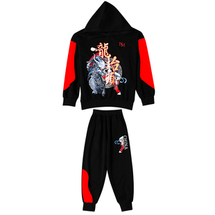 童装男童春装套装2026新款大童男装国风卫衣男孩帅气时髦新年衣服