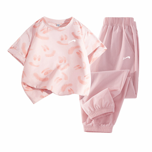 贵人鸟童装女童夏套装2026新款儿童夏季运动短袖t恤女孩速干夏装