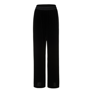 名师路黑色宽松阔腿裤秋季新款休闲裤子女厚款长裤简约松紧腰