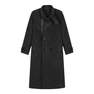 安妮不火安妮不火 格雷系双排扣毛呢外套女2025秋冬新款微胖大码呢子大衣