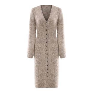 madeinnormal设计师品牌LOOKNOW秋冬V领女神马海毛长款针织开衫女