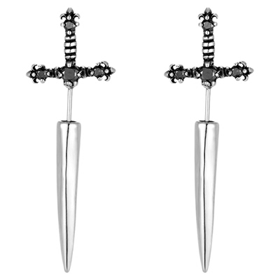 KREAM 利刃之剑耳钉男嘻哈女夸张耳饰钛钢十字欧美潮流 earring